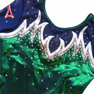 <span class=keywords><strong>Justaucorps</strong></span> de gymnastique à manches longues <span class=keywords><strong>vert</strong></span> foncé pour la performance - Product Image 5