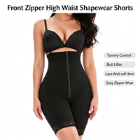 Shorts gainants taille haute à fermeture éclair avant avec forte compression abdominale, effet lifting des hanches, pantalon moulant pour femme