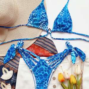 Conjuntos de Bikini de Diseño 2025 para Mujer, Traje de Baño de Dos Piezas con Espalda Descubierta y Cuello en V, Spandex/Nylon, Estampado de Alta Calidad, Secado Rápido - Product Image 2