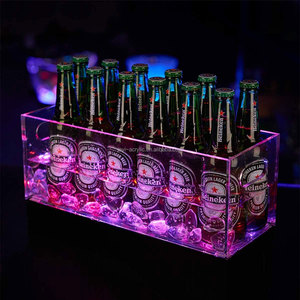 Nhà máy tùy chỉnh Led Acrylic <span class=keywords><strong>Ice</strong></span> Bucket công suất cao 7 màu sắc thay đổi đồ uống bia <span class=keywords><strong>Ice</strong></span> <span class=keywords><strong>Cooler</strong></span> hình chữ nhật bia Hộp rượu vang trường hợp - Product Image 4