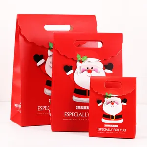 Sacos de papel para presente de natal, impressão personalizada da fábrica, saco de papel reciclável