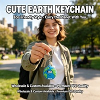 Porte-clés Mignon Planète Terre Personnalisé en PVC Souple Écologique, Porte-clés Dessin Animé OEM Vente en Gros, Porte-clés Planète Mignon Personnalisé avec Logo
