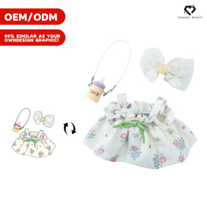 Conjunto <span class=keywords><strong>de</strong></span> Ropa para Muñecas <span class=keywords><strong>de</strong></span> <span class=keywords><strong>Peluche</strong></span>: Falda Decorativa Azul Leche con Perlas y Accesorio <span class=keywords><strong>de</strong></span> Horquilla <span class=keywords><strong>de</strong></span> Oso Blanco - Product Image 4