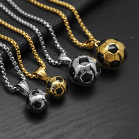 Kalung Sepak Bola Hip Hop Vintage Pvanti Anti Karat Lapis Emas 18k Liontin Baja Tahan Karat Perhiasan Fashion Berkualitas untuk Pria