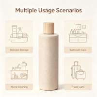 Distributeur de savon liquide en paille de blé 500 ml – Bouteille écologique et recyclable pour shampoing, gel douche et produits de soin
