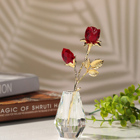 Groothandel handgemaakte 3D rode roze kristallen roos diverse bloemenmodel liefde huisdecoratie bruiloft bedankjes Valentijnsdag WDY0397