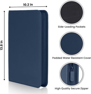 9 carte collezionabili con chiusura a cerniera a maniche 360 blu materiale sicuro da <span class=keywords><strong>archivio</strong></span> compatibile con TCG per oggetti da collezione sportivi - Product Image 4
