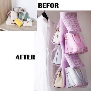 6 Layers Folding Sundry Pocket Handbag Hanging Dust <b>Bag</b> Storage Organizer Closet - Product Image 5