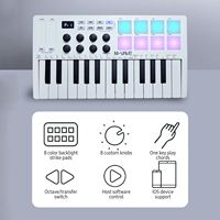 M-Vave SMK25 Mini Clavier MIDI 25 Touches Sensibles Prise en Charge Sans Fil Avec 8 Pads de Batterie RGB Console de Contrôle 8 Encodeurs Assignables