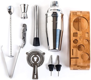 Bộ Dụng Cụ Pha Chế: Bộ Dụng Cụ 10 Thanh Với Giá Đỡ Bằng Tre Sành Điệu Bộ Dụng Cụ Pha Chế Tại Nhà Hoàn Hảo Và Bộ Bình Lắc Cocktail Martini - Product Image 2