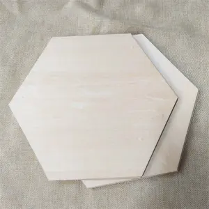 Corte láser de 13cm de longitud lateral, recortes en forma hexagonal, madera sin terminar, piezas en blanco