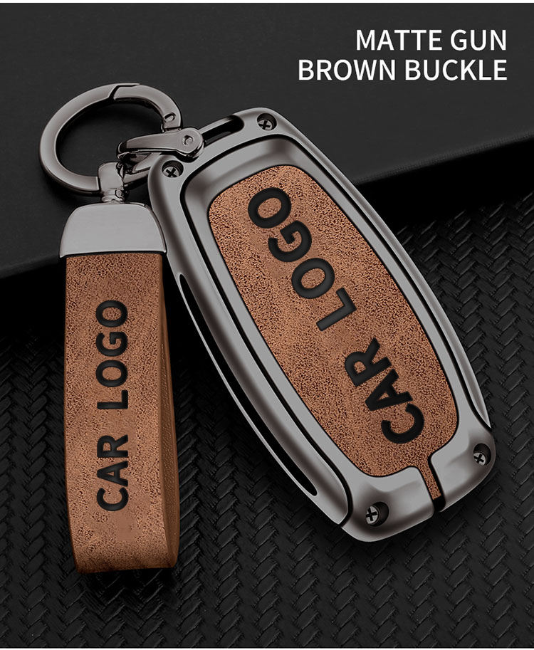 Matte gun brown + leather key chain
