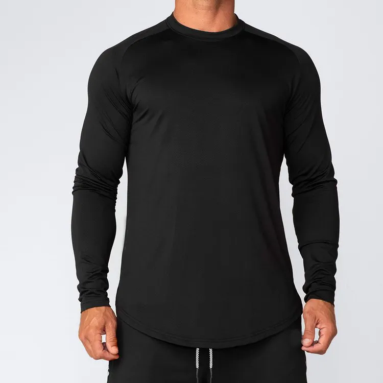 Wholesale Cool Dry Compression Sports Long Sleeve Custom Slim Fit Sports Gym T Shirts For Men