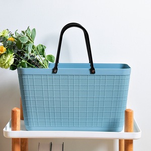 Panier de courses rectangulaire en plastique durable, panier de rangement de petite, moyenne et grande capacité pour le linge et les courses - Product Image 2