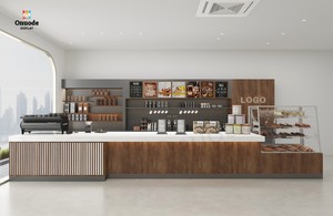 Chiosco Caffè Moderno Personalizzato Bancone <span class=keywords><strong>Bar</strong></span> per Caffetteria con Illuminazione a LED per Design di Interni di Caffè e Panetterie - Product Image 3
