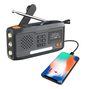 Radio solaire à manivelle 2000 mAh avec batterie externe, radio numérique DAB FM AM, affichage numérique, lampe torche, alarme, appareil d'extérieur - Product Image 1