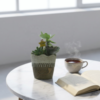Pot de fleurs en résine imitation pierre et bois, écologique, avec trou de drainage, style vintage rustique, pour la décoration de jardin et des plantes succulentes