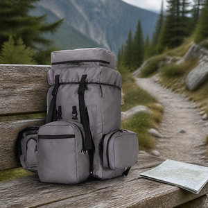 Sac à dos tactique souple grande capacité en nylon pour la randonnée avec poches amovibles unisexe gris - Product Image 4