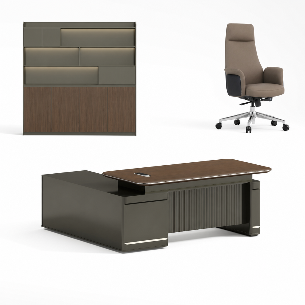 Bureau de direction + Fauteuil de direction + Classeur