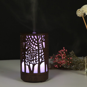 Diffuseur d'arômes en bois grainé, humidificateur 100 ml, lumière LED, type brume, pour la maison et le bureau - Product Image 1