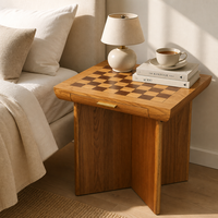 Table console en bois avec surface en échiquier rétro, petite table d'appoint carrée pour salon et villa, décoration intérieure