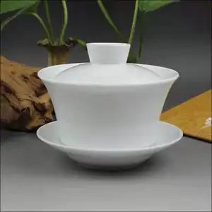 Em Massa Petite Tasting Cup Set Porcelana Chinesa Cerâmica Copos De Chá Branco E Pires Com Tampa