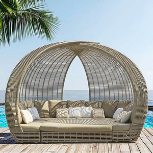 Tissage à la main rotin mobilier d'extérieur lit de jour étanche en aluminium chaise longue Patio plage canapé-lit Villa salon piscine <span class=keywords><strong>côté</strong></span> - Product Image 3