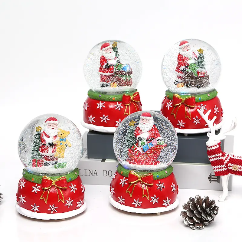 スポットレジンオーナメント透明クリスタルボールデコレーションクリスマスライトオルゴール自動スノーグローブ