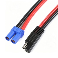 Kabel Daya Arus Tinggi 10AWG Silikon untuk Panel Surya Baterai Merah/hitam Konektor 2 Pin SAE ke Konektor EC5 M/F