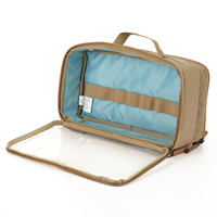 Sac de rangement pour câbles d'équipement photographique Tan avec doublure bleue contrastante, poignée supérieure, étui de voyage EDC, personnalisation de marque OEM ODM