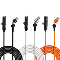 Nouveau support de téléphone avec câble USB 30 broches à tête coudée double C, conception tressée, 240W, support pliable