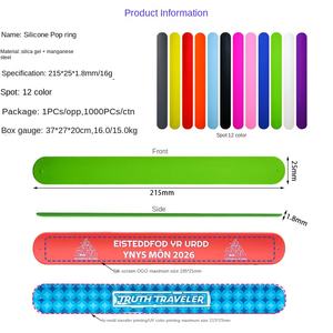 Toptan Ucuz Çevre Dostu Özel Logo Baskılı Çocuklar İçin Çıtçıtlı Bileklik Promosyon Silikon Şaplak Cetvel Bileklik - Product Image 3