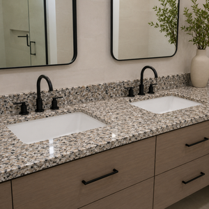 Plan de travail en granit poli G635V, comptoir en marbre artificiel beige brun noir moucheté, découpé sur mesure pour cuisine et hôtel - Product Image 5