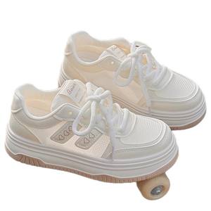 2025 Новинка летняя женская повседневная обувь универсальная белая сетчатая дышащая обувь на тонком каблуке легкая Толстая Свадебная обувь - Product Image 5