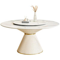 Juego de Mesa y Sillas de Comedor de Mármol Moderno de Lujo, para 4, 6 u 8 Personas, Ensamblado, para Hogar, Restaurante, Sala de Estar, Muebles de Metal Crema para Cocina