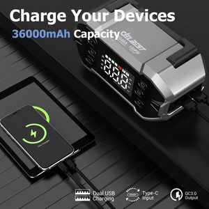 Kit de Arranque de Emergencia Profesional para Automóvil, Batería de 36000 mAh con 10 Protecciones y Abrazaderas Inteligentes - Product Image 3