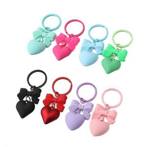 Acrylic Lovely Heart-Shaped Bow <b>Keychain</b> Colorful Hearts Decorative Accessory for Women Bag Charm Pendant - Product Image 1