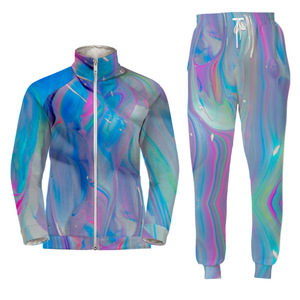 Bộ đồ thể thao nam kiểu mới có khóa kéo, in logo tùy chỉnh, phong cách đường phố, chất liệu nỉ, unisex - Product Image 1