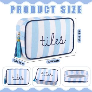 Sac de rangement pour tuiles de Mahjong avec fermeture éclair, pochette brodée rayée pour tuiles de Mahjong, sacs pour tuiles de jeu de société - Product Image 5