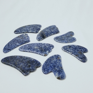 Bricolage Blue Spot Jade <span class=keywords><strong>Gua</strong></span> <span class=keywords><strong>Sha</strong></span> grattage outil de Massage pierre Guasha planches v forme visage masseur bien-être cristal - Product Image 4