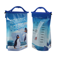 Sac de glace pliable et debout réutilisable de 2,5 L pour camping, randonnée, impression personnalisée, pochette de jus d'eau glacée de qualité alimentaire avec poignée