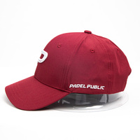 Gorra de Béisbol Personalizada con Logotipo Bordado en 3D, 100% Poliéster, Color Rojo, Estructurada, para Pickleball, con Correa Ajustable para Hombre