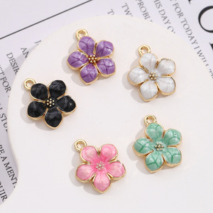 Pendentif fleur 50 pièces/sac pendentif fleur imprimé à l'huile bijoux à bricoler soi-même faisant des boucles d'oreilles - Product Image 3