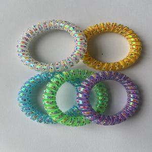 حبل شعر بلون الحلوى للفتيات نمط النجوم مرن ، حبل حلزوني مصنفر ، ربطة شعر مطاطية ، ربطة رأس مطاطية - Product Image 6