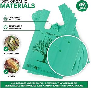 Bio Green Gracias Camiseta Bolsa con asas Bolsas de compras para llevar a prueba de humedad Conveniente para tiendas Compras a granel - Product Image 4