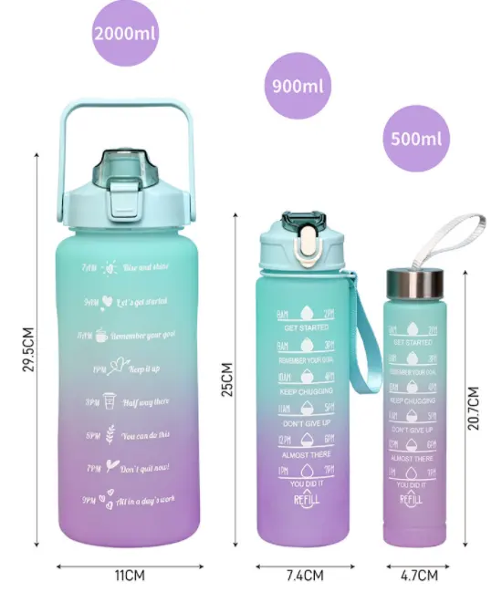 2023 nuovo arrivo promozione prodotto bottiglia d'acqua 2000ml gallone grande bottiglia d'acqua brocche d'acqua piccole grandi bottiglie medie per set