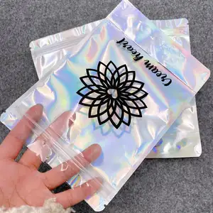 Aangepaste Afdrukken Rits Mylar Zip Lock Verpakking Hologram Laser Holografische Stand Up Zip Pouch Zak Heat Seal Folie Snoep Zakken