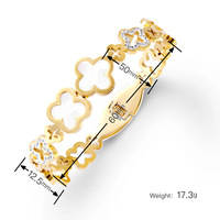 Bracelet personnalisé avec logo laser, design floral, acier inoxydable, élégant pour le bureau/la carrière, plaqué or 18 carats