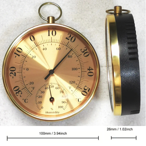 10cm tường trang trí tương tự nhiệt độ ẩm kế nhiệt độ và độ ẩm đo với vòng vàng và vàng Bề mặt độ ẩm mét - Product Image 2