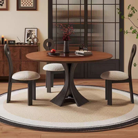 Table à manger ronde en noyer noir massif, plateau en parquet à haute résistance, base en bois créative, table à manger pour la maison
